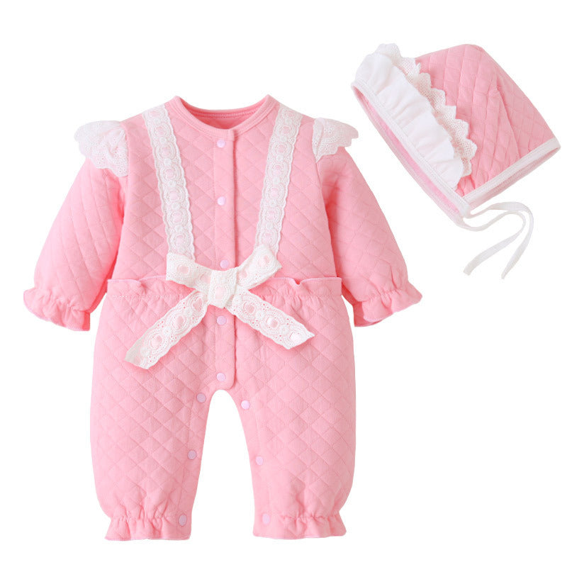 Korean Baby Girl Crawling Outfit - Cotton Long Sleeve Bodysuit