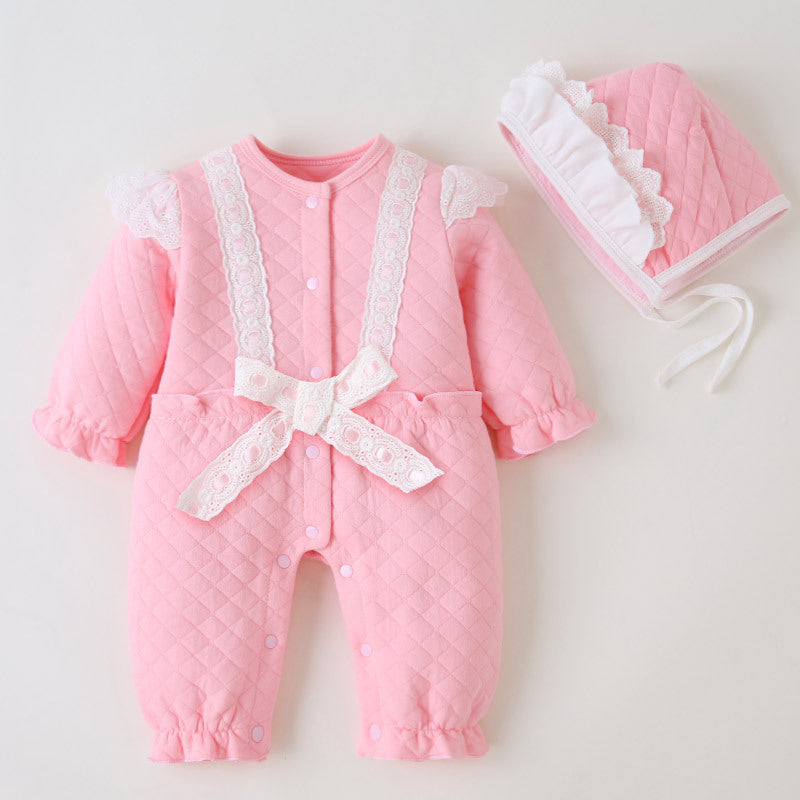 Korean Baby Girl Crawling Outfit - Cotton Long Sleeve Bodysuit